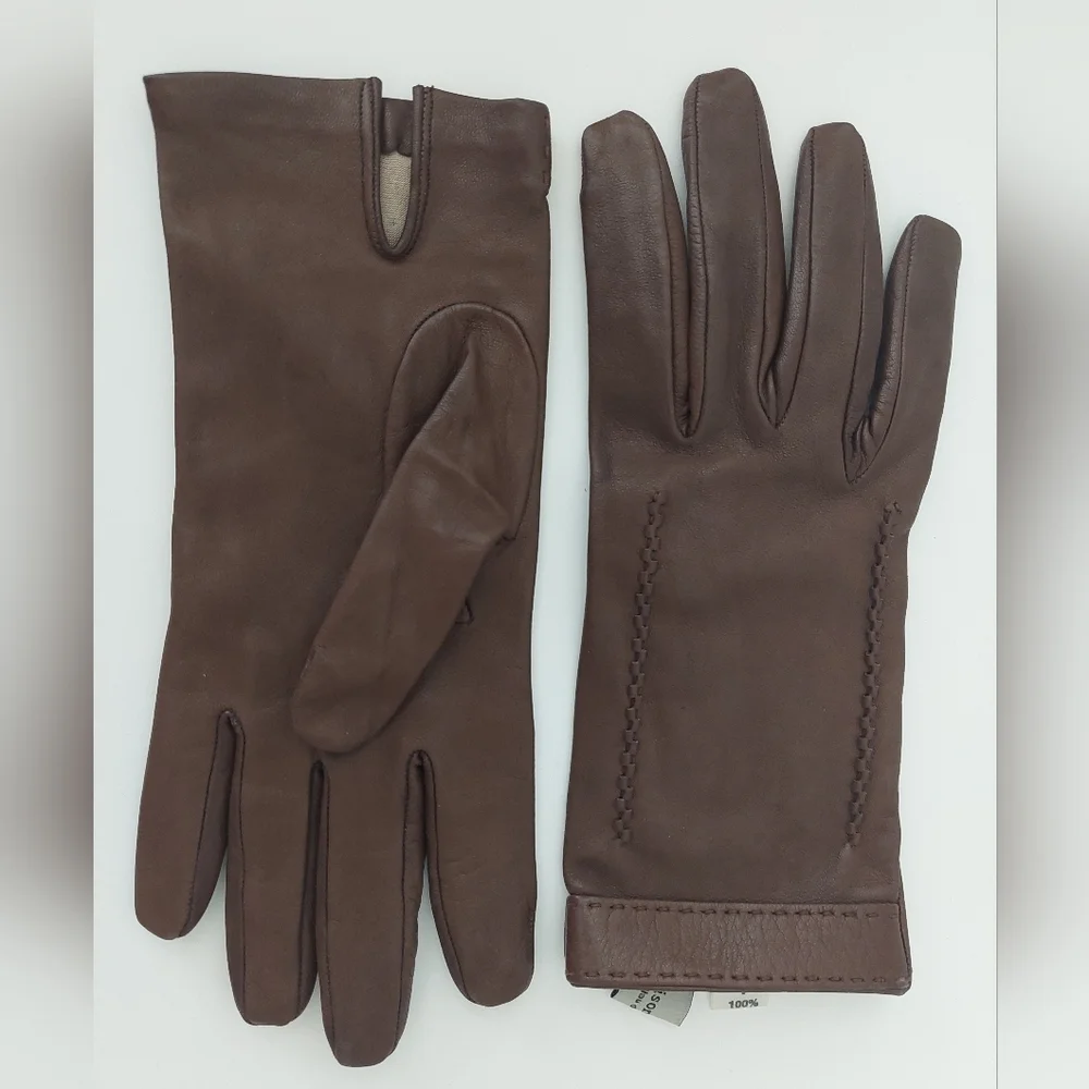 Maison Fabre Brown Leather Gloves